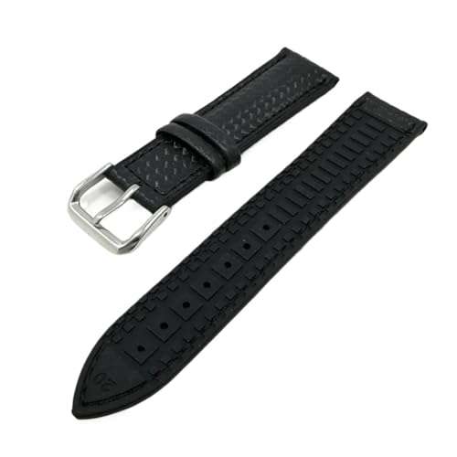 SRTYDCUR 18 mm 20 22 Silikonarmband aus Kohlefaser, Leder, schweißfest, Gummi, Ersatzarmband for Herrenuhren, Zubehör, Orange(Black,22mm) von SRTYDCUR