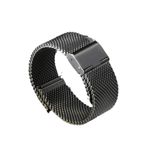 SRTYDCUR 18 mm 20 mm 22 mm 24 mm Milanese Loop Uhrenarmband 1,0 mm Mesh 3.0 gewebtes Armband kompatibel mit Seiko kompatibel mit DW-Armbändern goldenes Ersatzarmband(1.0 mesh Black,22mm) von SRTYDCUR