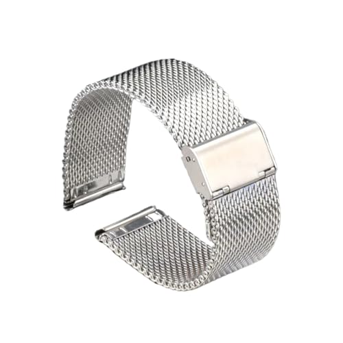 SRTYDCUR 18 mm 20 mm 22 mm 24 mm Milanese Loop Uhrenarmband 1,0 mm Mesh 3.0 gewebtes Armband kompatibel mit Seiko kompatibel mit DW-Armbändern goldenes Ersatzarmband(1.0 mesh Silver,18mm) von SRTYDCUR