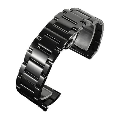 SRTYDCUR 20 mm 22 24 Edelstahl-Armband kompatibel mit C-ASIO PRG-600YB PRW-6600 EQB-501 EFR-303L Wach Kette Silber Schwarz(Glossy black,24mm) von SRTYDCUR