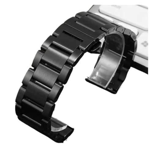 SRTYDCUR 20 mm 22 24 Edelstahl-Armband kompatibel mit C-ASIO PRG-600YB PRW-6600 EQB-501 EFR-303L Wach Kette Silber Schwarz(Matte black,22mm) von SRTYDCUR