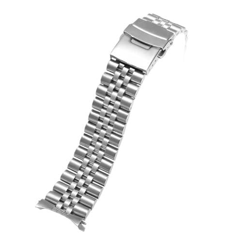 SRTYDCUR 20mm 22mm Massives Edelstahlarmband Gebogenes Ende Faltschließe Herren Metall Ersatzband Armband Uhrenzubehör for Seiko(5 pointer,20mm) von SRTYDCUR