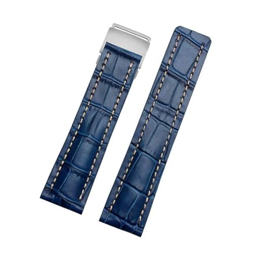 SRTYDCUR 22/24 mm, kompatibel mit Breitling-Lederarmband, Premier B01 Colt Chronograph Avenger AVIATOR 8, Faltschließe aus Stahl(BNL-7(7),24mmNO Buckle) von SRTYDCUR