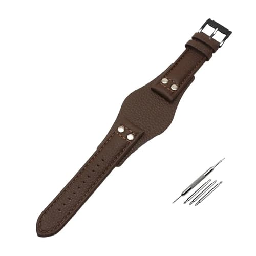 SRTYDCUR 22 mm Echtlederarmband kompatibel mit Fossil CH2592 CH2564 CH2565 CH2891CH3051 Armband Herren-Tablettband mit Nietenstil(Brown-black buckle) von SRTYDCUR