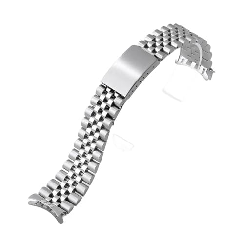 SRTYDCUR Curved End Edelstahl-Uhrenarmband 18 mm 19 mm 20 mm 21 mm Metallarmband Kompatibel mit Rolex for Jubilee-Armband mit Faltschließe(18mm) von SRTYDCUR