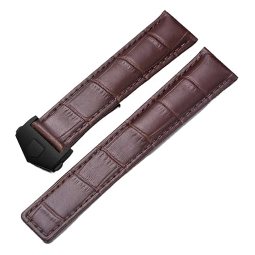 SRTYDCUR Echtlederarmband kompatibel mit Tag Heuer Uhr Carrera Monaco Uhrengürtel Schwarz Braun Armband Armbanduhr(Brown-black,19mm) von SRTYDCUR
