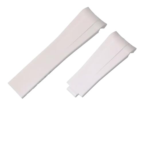 SRTYDCUR Gummi-Armband kompatibel mit Rolex Submariner DAYTONA GMT Yacht-Master Silikonarmband schwarzes Uhrenarmband(White no clasp,20mm) von SRTYDCUR