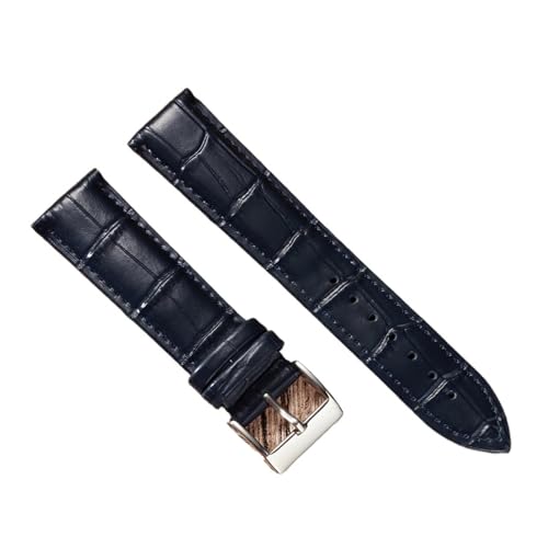 SRTYDCUR Leder Kalbsleder StrapUniversal Männer Frauen Armband Slub Muster Uhr Zubehör(Dark Blue,18mm) von SRTYDCUR