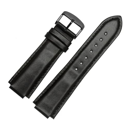 SRTYDCUR Lederarmband 24 * 16mm Schwarz Braun Armband Ersatzarmband Kompatibel mit T2N739 T2N721 720(Black A) von SRTYDCUR