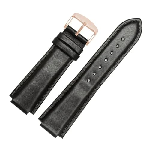 SRTYDCUR Lederarmband 24 * 16mm Schwarz Braun Armband Ersatzarmband Kompatibel mit T2N739 T2N721 720(Black C) von SRTYDCUR