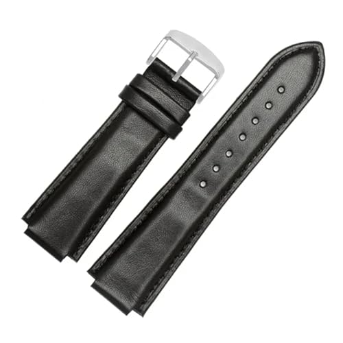 SRTYDCUR Lederarmband 24 * 16mm Schwarz Braun Armband Ersatzarmband Kompatibel mit T2N739 T2N721 720(Black D) von SRTYDCUR