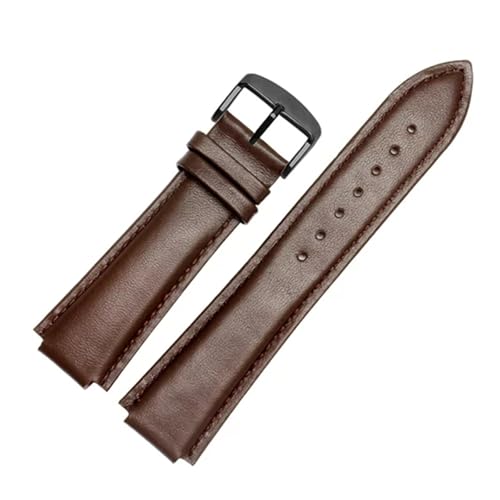 SRTYDCUR Lederarmband 24 * 16mm Schwarz Braun Armband Ersatzarmband Kompatibel mit T2N739 T2N721 720(Brown A) von SRTYDCUR