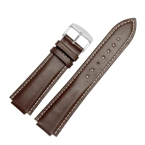 SRTYDCUR Lederarmband 24 * 16mm Schwarz Braun Armband Ersatzarmband Kompatibel mit T2N739 T2N721 720(Brown white D) von SRTYDCUR