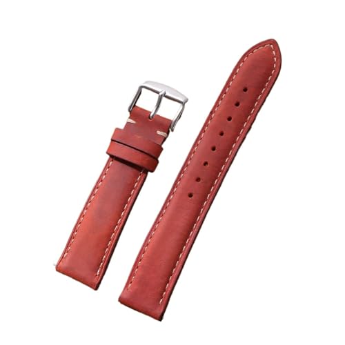 SRTYDCUR Quick Release Uhrenarmband Herren Damen Leder Ersatz Vintage Braun Armbänder(Red,14mm) von SRTYDCUR