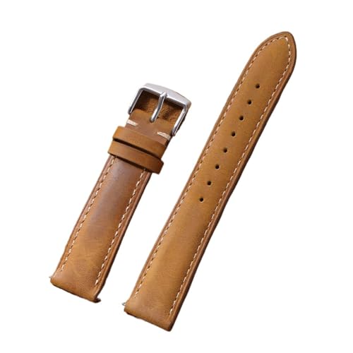 SRTYDCUR Quick Release Uhrenarmband Herren Damen Leder Ersatz Vintage Braun Armbänder(Yellow Brown,16mm) von SRTYDCUR