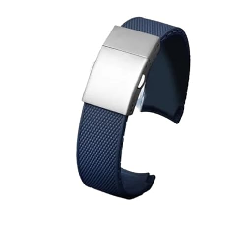 SRTYDCUR Silikon-Gummi-Armband kompatibel mit Longines Concas Uhr L3.742 642 644 781 Serie Herren 21 mm schwarz-blaues Uhrenarmband(Blue silver) von SRTYDCUR