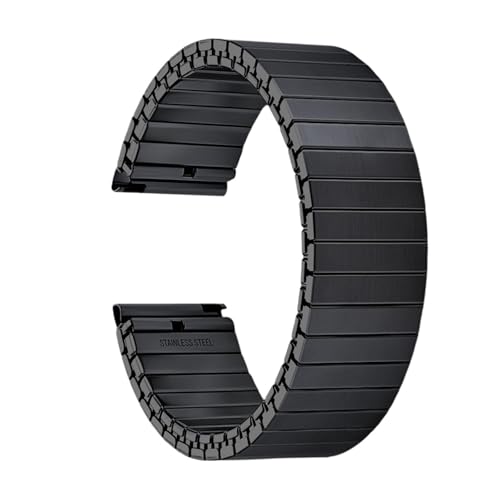 SRTYDCUR Stretch-Erweiterung Edelstahl Uhrenarmband Metall Elastischer Gürtel Zubehör Männer Frauen Mattes Armband Armbänder(Black,L-18mm) von SRTYDCUR