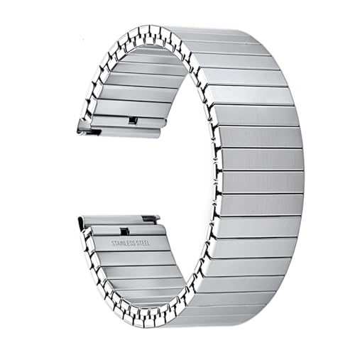 SRTYDCUR Stretch-Erweiterung Edelstahl Uhrenarmband Metall Elastischer Gürtel Zubehör Männer Frauen Mattes Armband Armbänder(Silver,L-18mm) von SRTYDCUR