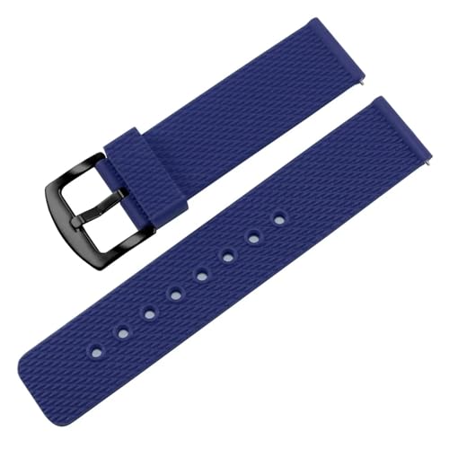 SRTYDCUR Universal Quick Release Interface Gummi Uhrenarmband 18/19/20/21/22/23/24mm wasserdichtes Silikonarmband(Blue black B,20mm) von SRTYDCUR