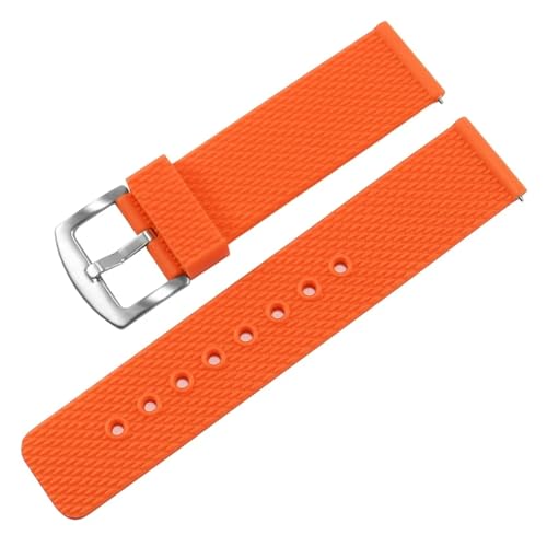 SRTYDCUR Universal Quick Release Interface Gummi Uhrenarmband 18/19/20/21/22/23/24mm wasserdichtes Silikonarmband(Orange Silver B,20mm) von SRTYDCUR