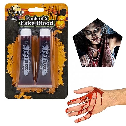 2 x Halloween Fake Blood Tubes, Horror Vampir Zombie Make Up for Theatralical Wund Narben Modeling for Face and Body, These Fake Blood Tubes are specially formulated to be safe for use on the skin von SRV Hub