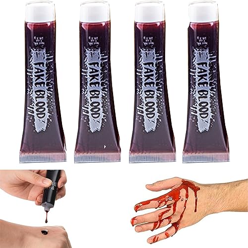 4 x gefälschte Halloween-Vampir-Blutröhren für Kostüm, Zombie, Vampir und Monster, Make-up & Verkleidung, ungiftig und sorgen für ein sorgenfreies und angenehmes Halloween-Erlebnis für Kinder und von SRV Hub