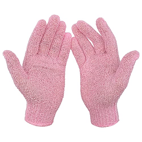 SRV Hub® Paar rosa Peeling-Handschuhe, Dusch- und Bad-Handschuhe, doppelseitig, matt, Körperreinigung, Körperschrubber, für Erwachsene und Kinder von SRVertex