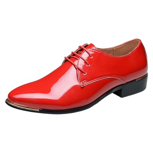 SRZYMJ Anzugschuhe Herren, Anzugschuhe Herren Oxford Derby Schuhe Brogues Lederschuhe Hochzeitsschuhe Schnürhalbschuhe Business Klassischer Schnürschuh 37-48 Business Schnürschuh Rot 45 von SRZYMJ