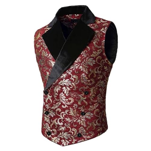 SRZYMJ Anzugweste für Herren Formelle Einfarbige Weste Hochzeit Elegant Anzugwesten Business Westen Männer mit Taschen XS-4XL Rot Weste Gotisch Steampunk Anzugweste Herren Schwarz von SRZYMJ