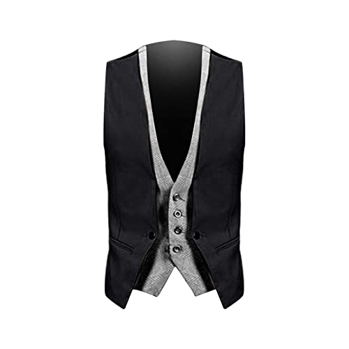 SRZYMJ Anzugweste für Herren Schwarz Regular Fit Weste Elegant Vintage Westen Rockabilly 20er Jahre Herren Basic Businessweste Hochzeit Outfit Westernweste Ärmellose Anzugweste Schwarz Gilet von SRZYMJ