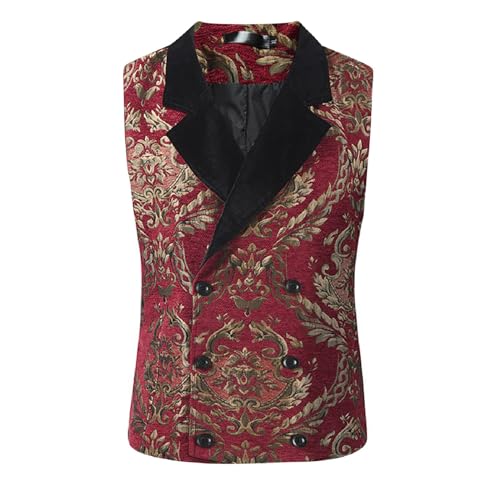SRZYMJ Anzugwesten für Herren Formale Elegant Weste Baumwolle Einfarbige V-Ausschnitt mit Taschen Hochzeit Party Business Rot 3D Weihnachten Bedruckte Anglerweste Herren Anzug Hemd Herren Weiß von SRZYMJ