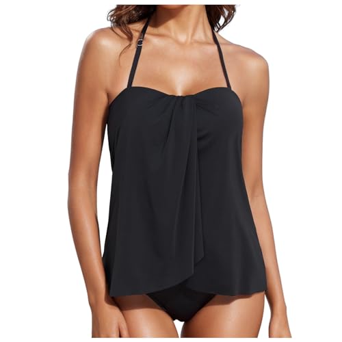 SRZYMJ Badeanzug 48 Bikini Damen Set Sportlich Bikini Bustier Damen Strandmode Damen Hosen Damen Tankini Schwarz Badeanzug Mit Bein Damen Badeanzug Damen Mit Bügel Minimizer Bikini 5 M von SRZYMJ