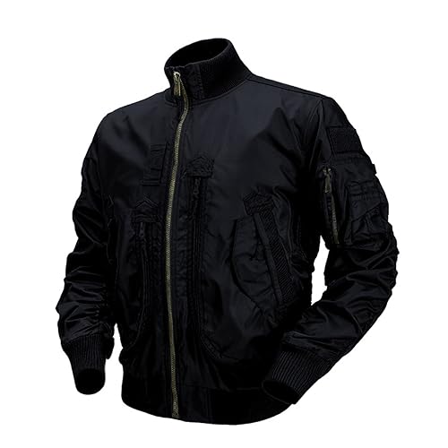 SRZYMJ Baseball Jacke Herren Bomberjacke Gesteppt Freizeitjacke Baumwolle Outdoorjacke Warm Sportjacke Kurzmantel Schwarz Funktionsjacke Leicht Parka Steppjacke Wintermantel Softshelljacke von SRZYMJ