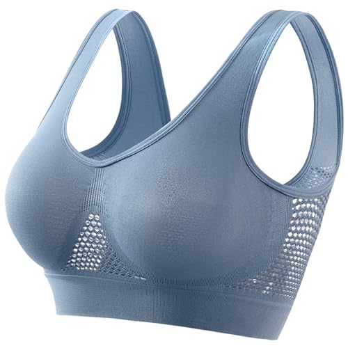 SRZYMJ Blau BH Damen Ohne BüGel BH Vorderverschluss GroßE GrößEn Baumwolle Atmungsaktiv Bequem Weste Bralette Damen Sport BH Starker Halt BHS Frauen Große Größe M Dessous Set Reizwäsche von SRZYMJ