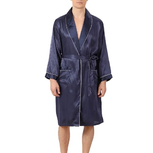 SRZYMJ Blau Herren Bademantel, Kleidung Herren Verlängerter Winter Bademantel Ärmel Langer Mantel Robe Schal Kleid L Bademantel Lustig Pyjama Set Für Paare Jogginghose Herren Weit von SRZYMJ