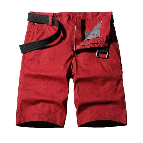 SRZYMJ Blend Kurze Hose Herren Shorts Herren Leinenhose Lang Sommer Leichte Schlafshorts Kurz Jogginghose Mit Reißverschluss Jogginghose Camouflage Jogginghose Mit Rei遶Erschluss Rot Kurze Hose Jeans von SRZYMJ