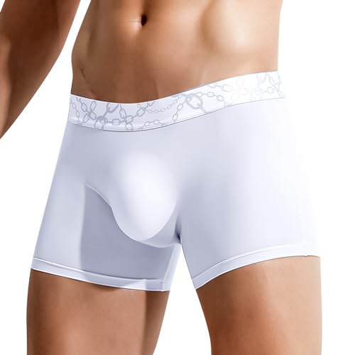 SRZYMJ Boxershorts Herren Unterhosen Retroshorts Boxershorts Herren Baumwolle, ohne Kratzenden Atmungsaktive Underwear Sportunterwäsche mit Eingriff Gummibund Weiche Boxershorts Unterwäsche Weiß von SRZYMJ