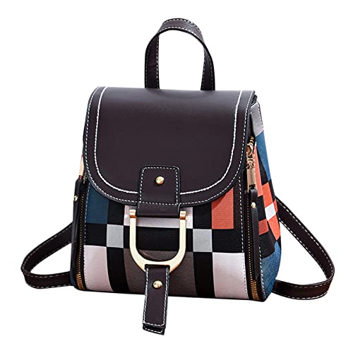 SRZYMJ Damen Rucksack Kaffee Kleiner Damen Rucksack Klein Rucksack Rucksack Pu Leder 25L Rucksack Rucksack Damen Handgefertigt Rucksack Damen Fronttasche Kleiner Rucksack Damen von SRZYMJ