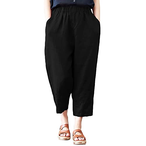 SRZYMJ Damen Sommerhose Leicht Schwarz Fahrradhose Damen 3/4 Mit Polster Latzhose Arbeitshose Trainingshose Damen Schlupf Hose Damen Jeans Sommerhose Damen Leicht Kurz Hosenanzug Damen Hochzeit von SRZYMJ