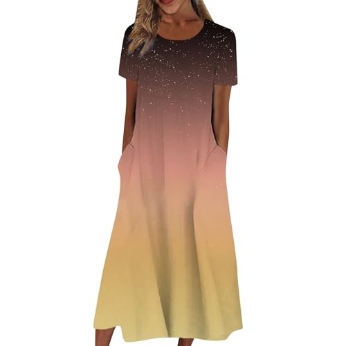 SRZYMJ Damen Sommerkleid Elegant Sale Ärmellos Knöchellang Maxikleider Lange Vintage Baumwolle Und Leinen Kleid Mit Rundhalsausschnitt Für Damen Leinenkleider Sommer Tank Kleid Gelb XXL von SRZYMJ