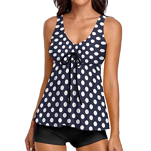 SRZYMJ Damen Tankini Bauchweg Oberteil, Damen Tankini Bauchweg Zweiteilig Badeanzug Zweiteiliger Tankini Set mit Slip Damen Bademode Bikini Damen High Waist Sexy Schwarz von SRZYMJ