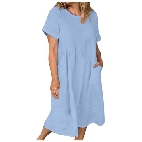 SRZYMJ Damen Tunika Kleider Sommer Kurzarm Leinenkleider Boho Lang Sommerkleider Große Größen BU1 XXXL SRZYMJ Damen Tunika Kleider Sommer Kurzarm Leinenkleider Boho Lang Sommerkleider Große Größen BU1 XXXL von SRZYMJ