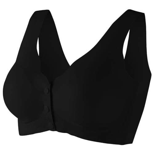 SRZYMJ Damen Vorderverschluss BH mit Bügel Vollständige Abdeckung Große Größen Black,L von SRZYMJ