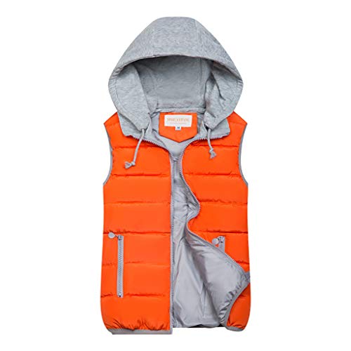 SRZYMJ Daunenweste Damen Lang, Damen Steppweste Winddichte Winterweste Ärmellose Outdoor Weste mit Kapuze, Stehkragen und Seitentaschen Steppweste Damen Grün Orange von SRZYMJ