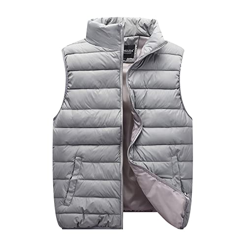 SRZYMJ Daunenweste Damen Leicht, Steppjacke Ärmellos Steppweste Mit Kapuze Outdoor Kurz Daunenweste Mantel Winter Leichte Schlanke Weste Jacke, Ärmellose Tragbare Steppweste Für Winddichte Grau Weste von SRZYMJ