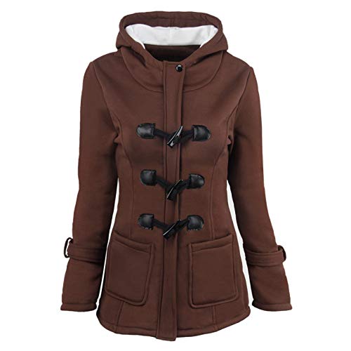 SRZYMJ Funktionsjacke Damen Große Großen Softshell Damen Wollmantel Mit Kapuze Rot Windbreaker Damen Lang Wintermantel Damen Elegant Steppjacke Damen Lederjacke Mit Kapuze Damen Kaffee Mantel Petrol L von SRZYMJ