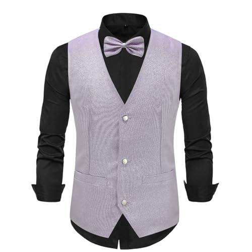 SRZYMJ Glitzer Weste Herren, Herren Glitzer Weste mit Fliege Set V-Ausschnitt Anzugweste Glänzende Pailletten Anzug Festlich Kostüm Lila XL SRZYMJ Glitzer Weste Herren, Herren Glitzer Weste mit Fliege Set V-Ausschnitt Anzugweste Glänzende Pailletten Anzug Festlich Kostüm Lila XL von SRZYMJ