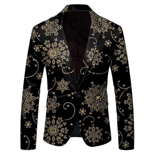 SRZYMJ Gold Blazer Herren Sakko Samt Slim Fit Männer Blazer Modern Sportlich Freizeit Leichte Jacket Anzugjacke Eine Knopf Sakko für Business Hochzeit Formal Anzugjacke Herren Trenchcoat Hemd 3XL von SRZYMJ