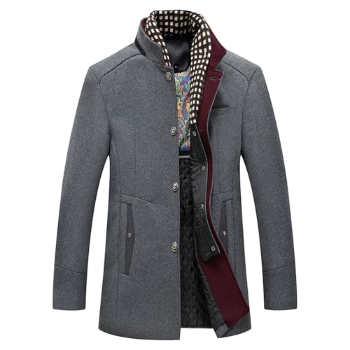 SRZYMJ Grey Herren Trenchcoat Einreihig Lang Mantel Leichter Revers Herbst Winter Jacke Übergangsjacke Trenchcoat Herren Sommer Kaschmirhemd Langarmshirt Regenjacke 152 XL von SRZYMJ