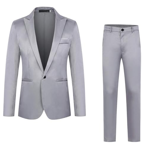 SRZYMJ Grey Sakko Herren Modern Fashion Blazer Business Sakko Slim Fit Hochzeit Jackett Sportlich Freizeit Blazer Regular Fit Anzugjacken Mode Anzugjacke Festliche Smokings Anzugweste Für Herren XL von SRZYMJ